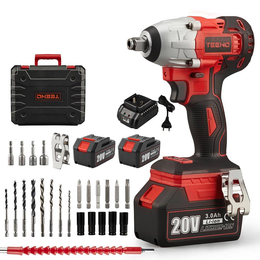 Clé à chocs sans balais, 20V, 320Nm, 2 X 3.0Ah batteries , 25 accessoires