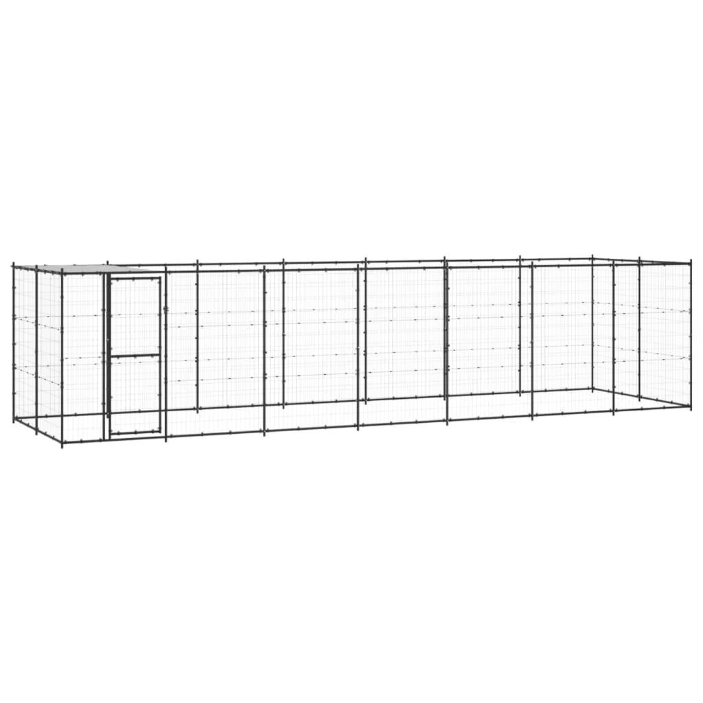 Chenil extérieur Acier thermolaqué avec Toit pour Chien 16,94 m² Noir – ComfortXL Outdoor Living