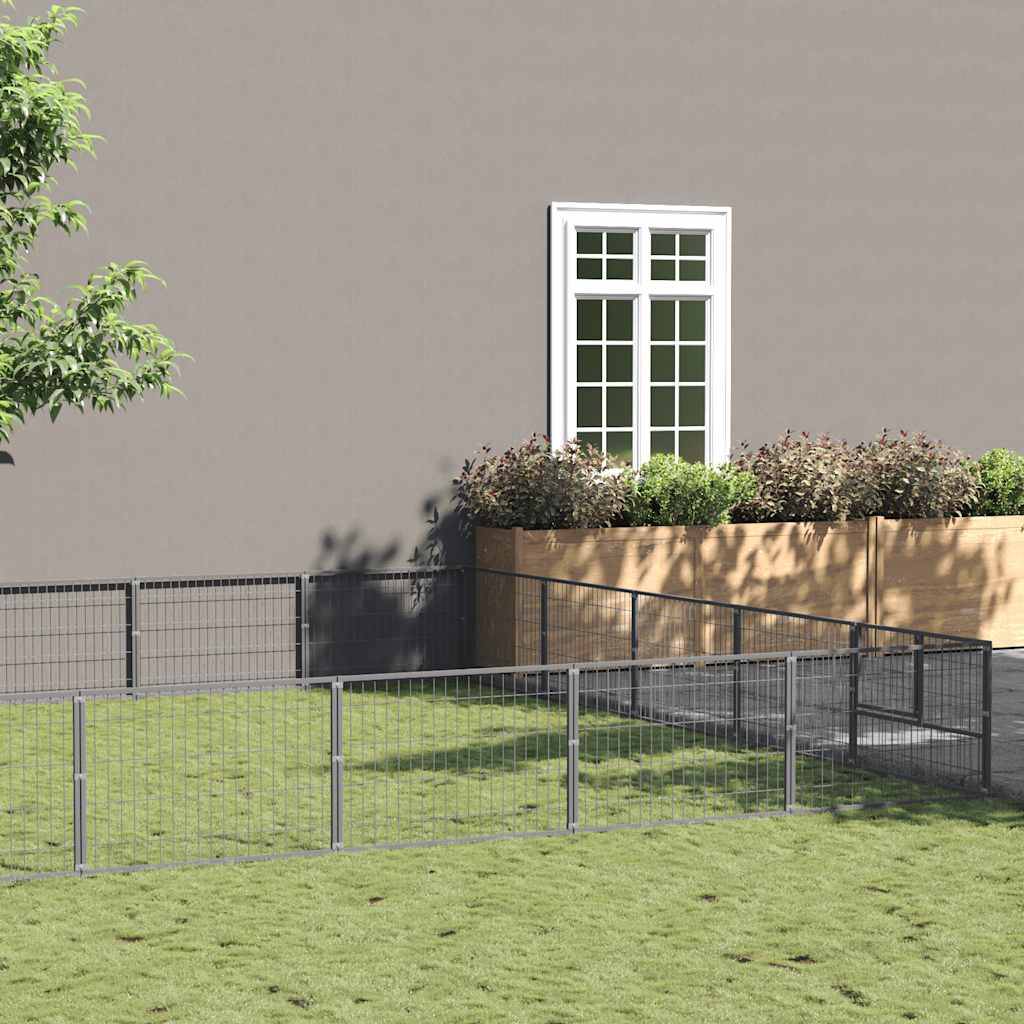 Chenil Argenté 25 m² Acier vidaXL 3082163