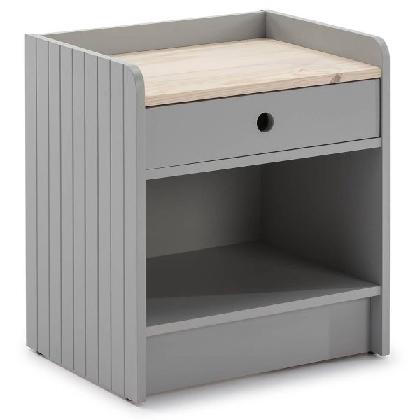 Chevet 1 Tiroir 1 Niche Bois et Gris – CARLA Chevet 1 Tiroir 1 Niche Bois et Gris – CARLA