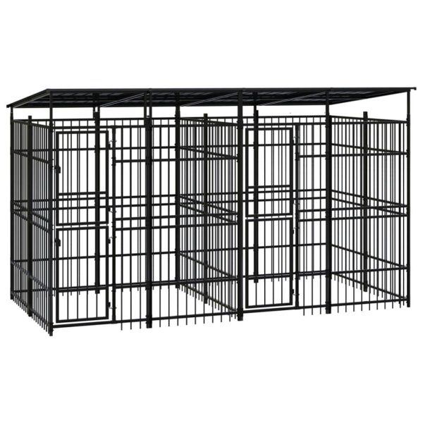 Chenil d’extérieur avec toit pour chiens Acier 7,37 m² vidaXL 3098014