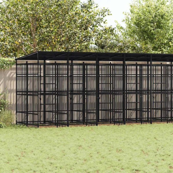 Chenil d’extérieur avec toit pour chiens Acier 18,43 m² vidaXL 3097955 Chenil d’extérieur avec toit pour chiens Acier 18,43 m² vidaXL 3097955