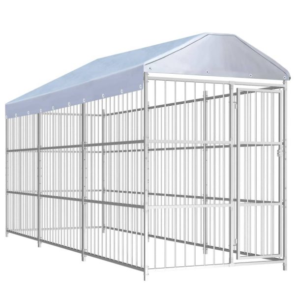 Chenil d’extérieur avec toit pour chiens 450 x 150 x 200 cm vidaXL 144623