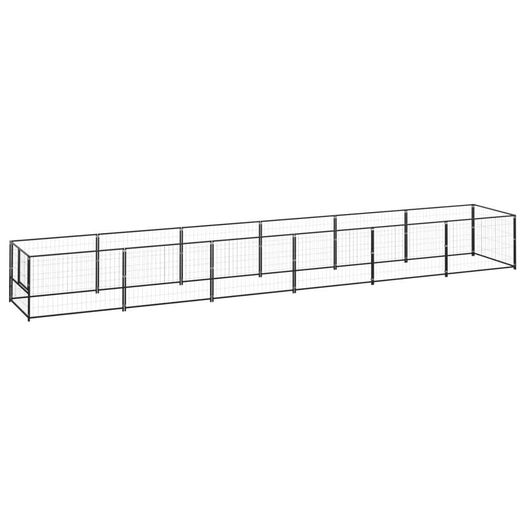 Chenil extérieur cage enclos parc animaux chien noir 6 m² acier