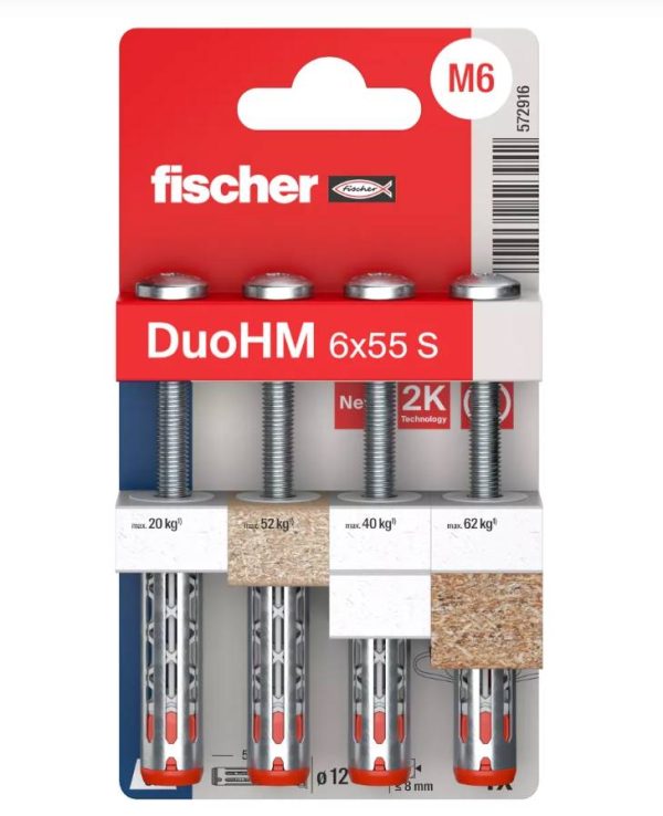 Chevilles métallique pour corps creux DuoHM 6X55 embout TX – FISHER – 572916 Chevilles métallique pour corps creux DuoHM 6X55 embout TX – FISHER – 572916