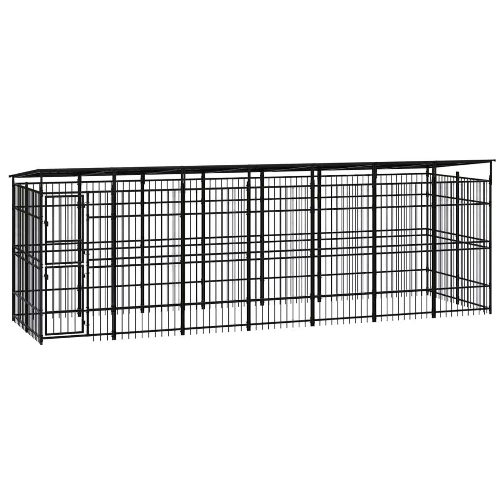 Chenil d'extérieur avec toit pour chiens Acier 12,9 m² vidaXL 3097970