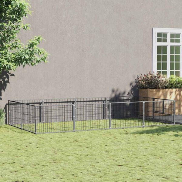 Chenil Argenté 8 m² Acier vidaXL 3082120