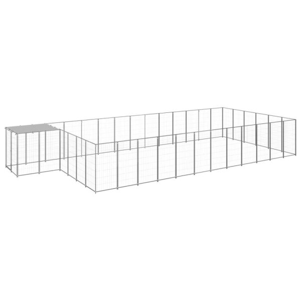 Chenil extérieur cage enclos parc animaux chien argenté 22,99 m² acier Chenil extérieur cage enclos parc animaux chien argenté 22,99 m² acier