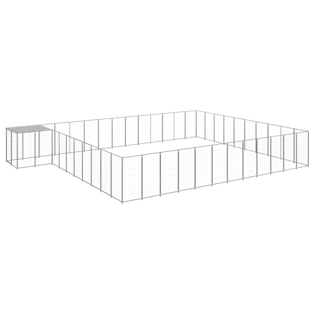 Chenil extérieur cage enclos parc animaux chien argenté 37,51 m² acier