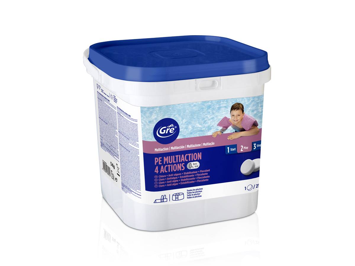 Chlore 4 actions sans acide borique 5 kg - Gré