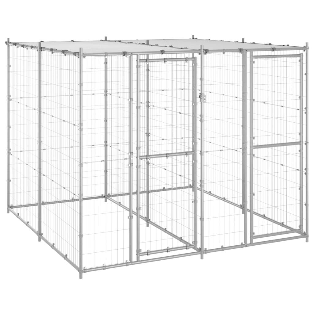 Chenil extérieur Acier galvanisé avec toit 4,84 m² vidaXL 3082271