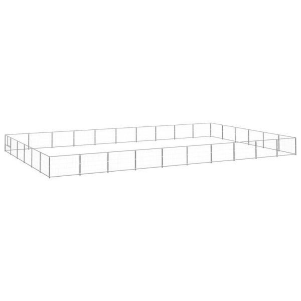 Chenil extérieur cage enclos parc animaux chien argenté 60 m² acier Chenil extérieur cage enclos parc animaux chien argenté 60 m² acier