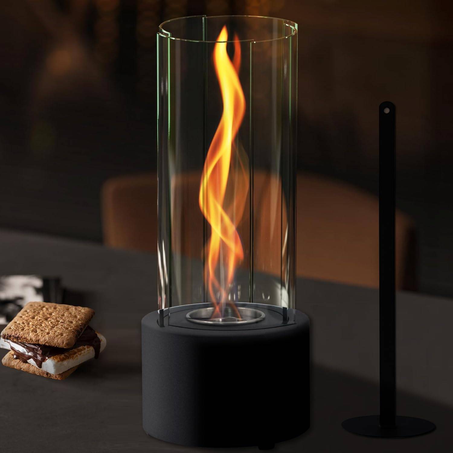 Cheminée de table portable, brasero sans fumée, pour intérieur et extérieur, décoration d'intérieur pour Halloween et Noël, Noir-Lytech
