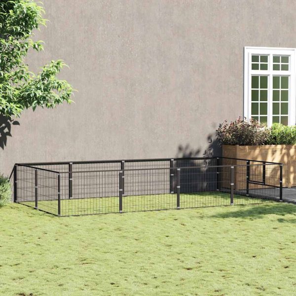 Chenil Noir 8 m² Acier vidaXL 3082111