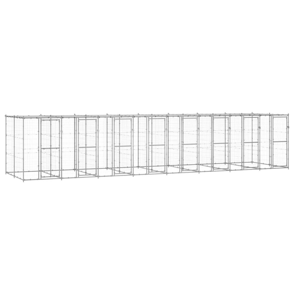 Chenil extérieur cage enclos parc animaux chien extérieur acier galvanisé avec toit 19,36 m²