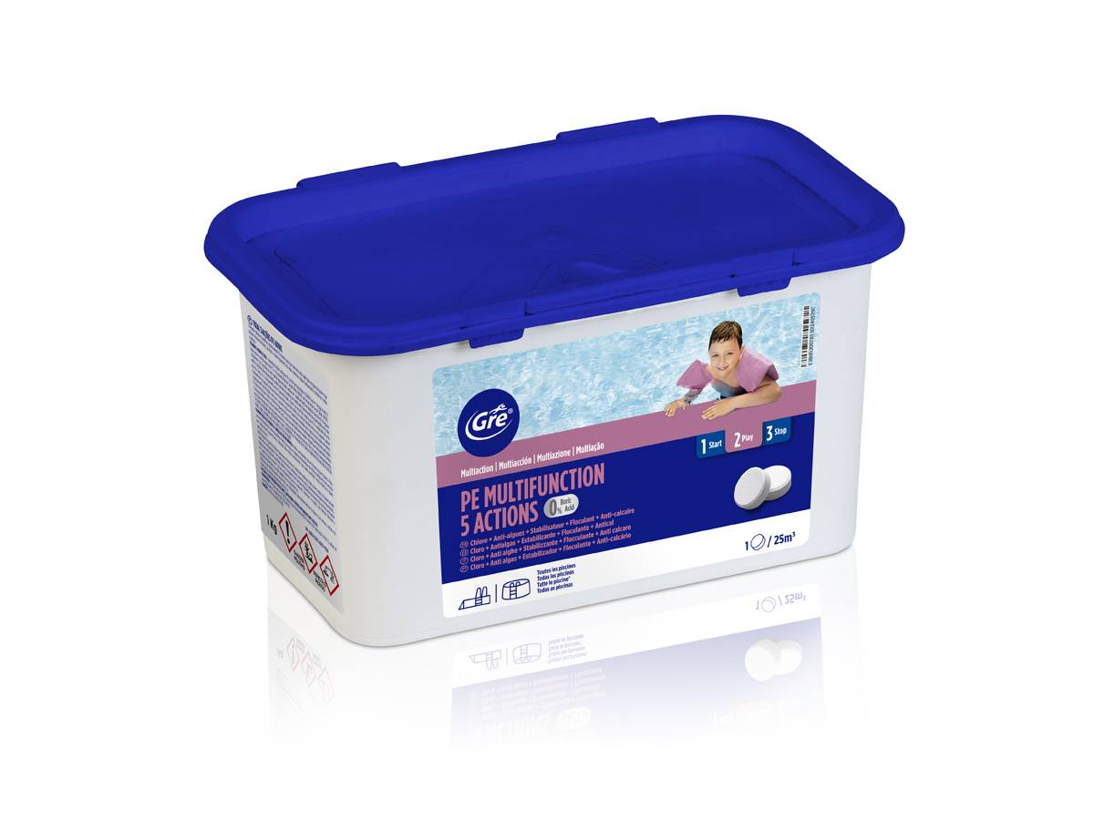 Chlore 5 actions sans acide borique 1 kg - Gré