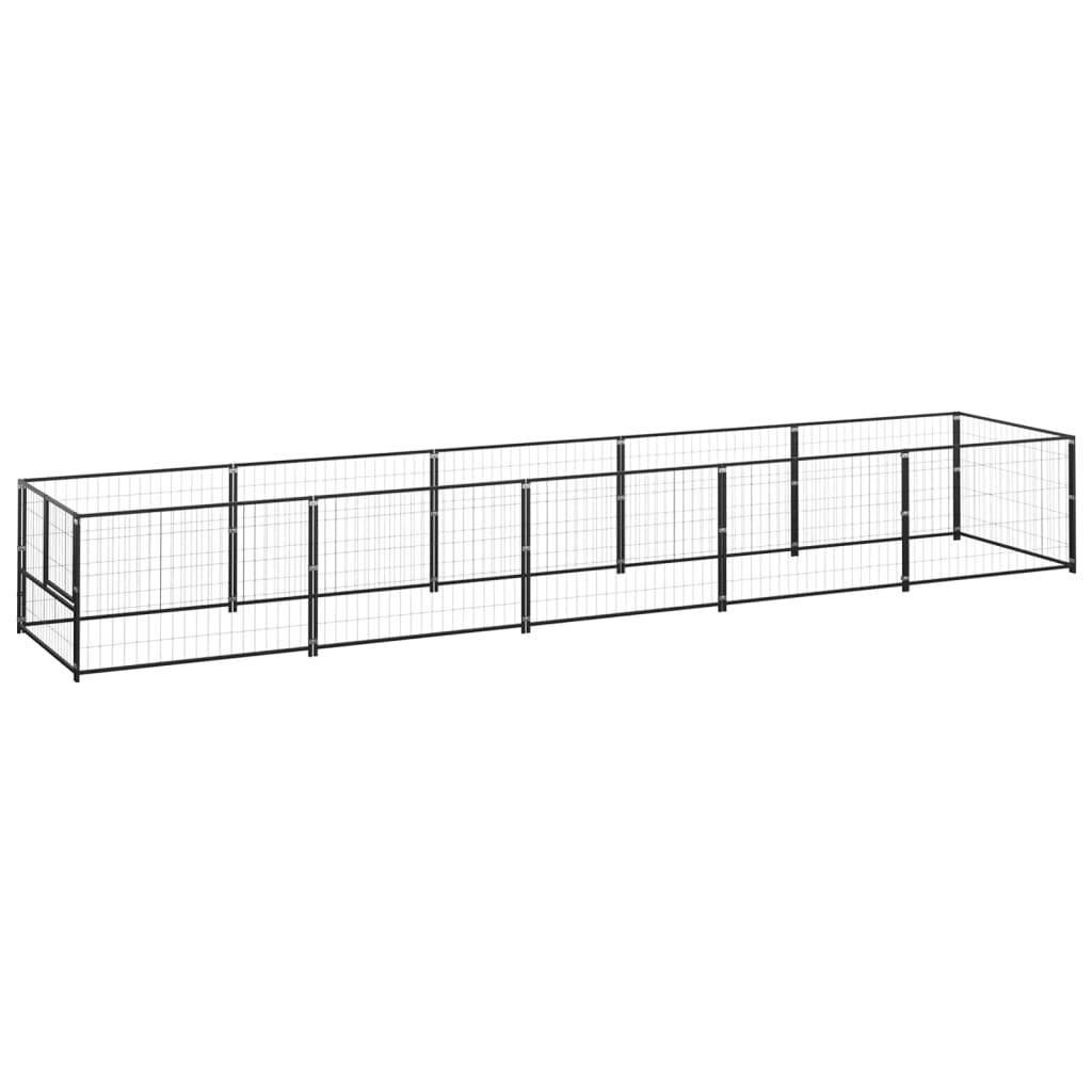 Chenil extérieur cage enclos parc animaux chien noir 5 m² acier