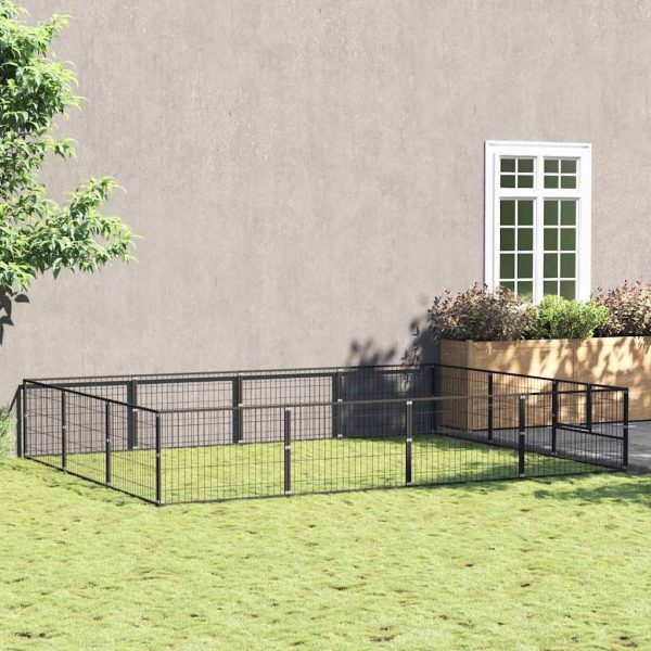 Chenil Noir 12 m² Acier vidaXL 3082128