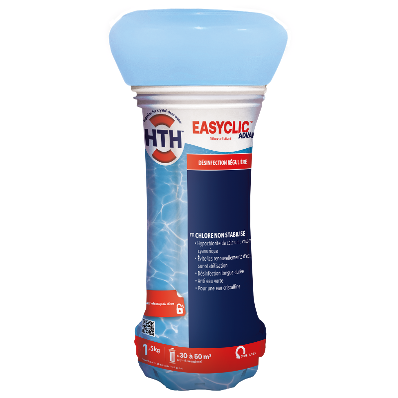 Diffuseur flottant chlore non-stabilisé HTH EASYCLIC Advanced - 1,5 kg