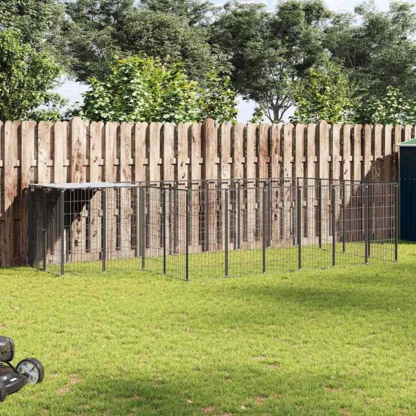 Chenil Noir 8,47 m² Acier vidaXL 3082206