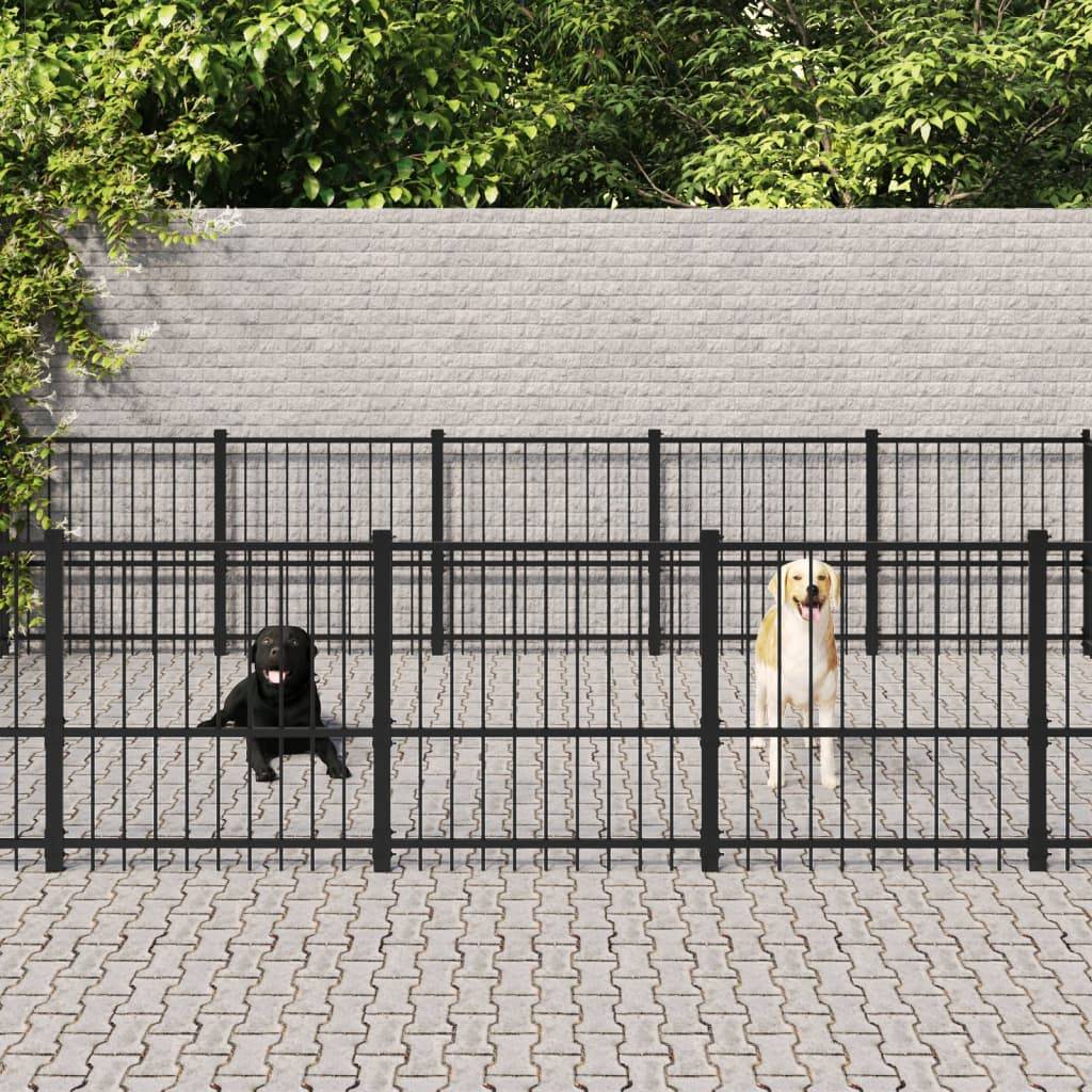 Chenil d'extérieur pour chiens Acier 26,35 m² vidaXL 3124629