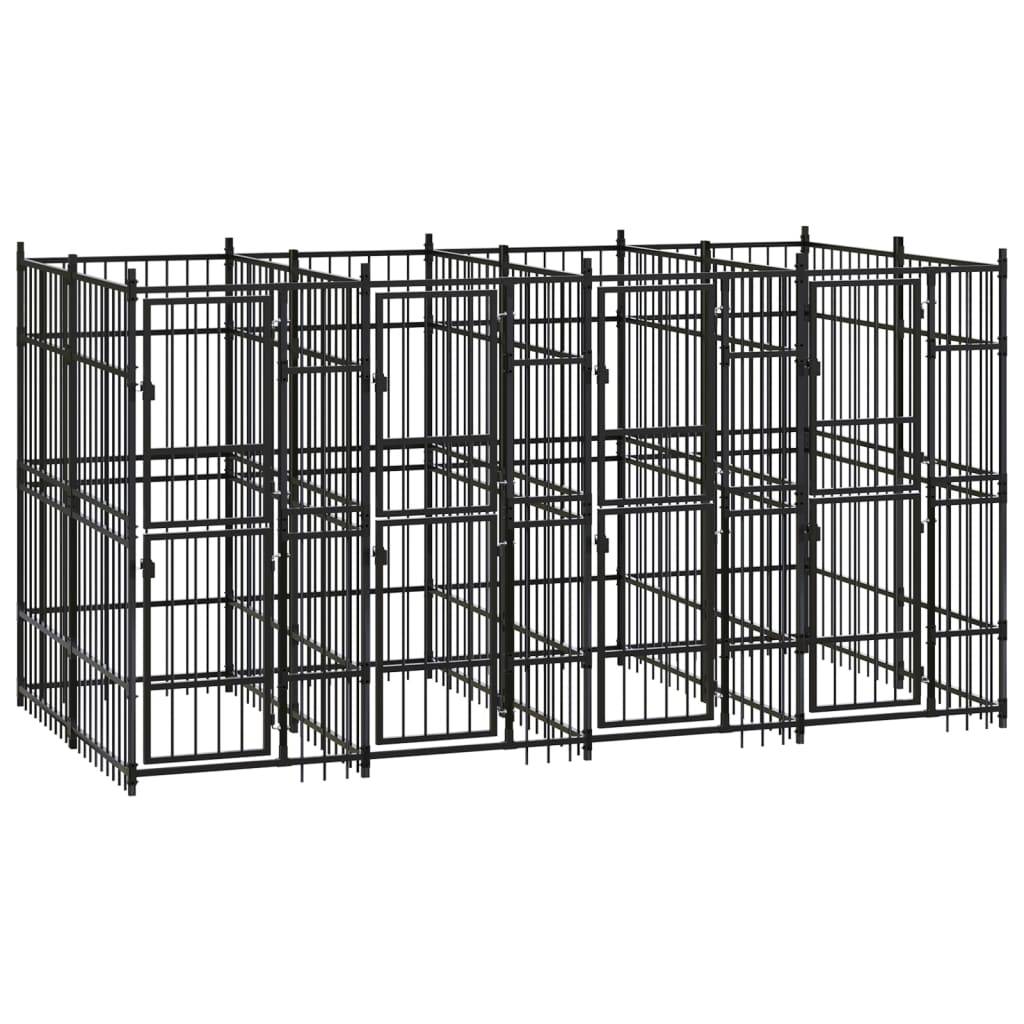 Chenil extérieur pour chien 7,37 m² en acier à barreaux pour jardin Noir – ComfortXL Outdoor Living