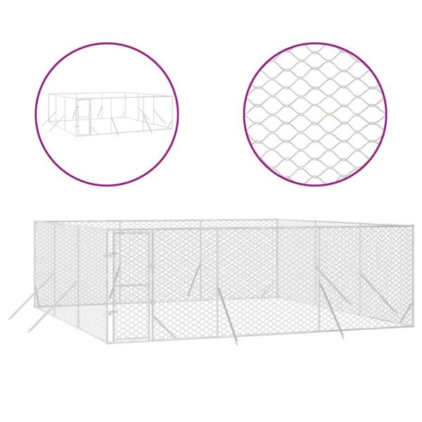 Chenil d’extérieur – Cage d’extérieur pour chiens argenté 6x6x2 m acier galvanisé rj486