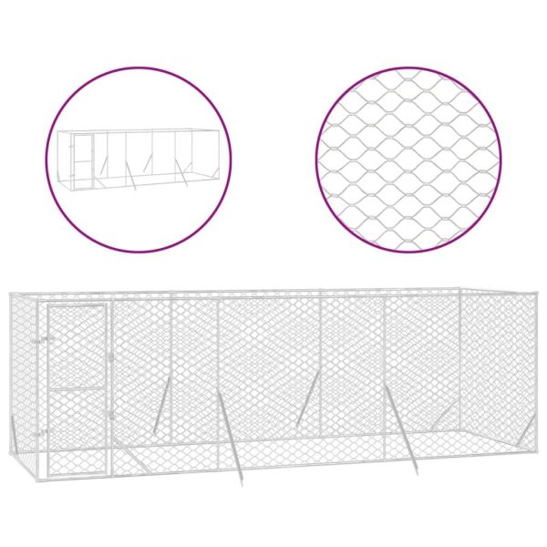 Chenil d’extérieur – Cage d’extérieur pour chiens argenté 6x2x2 m acier galvanisé rj485