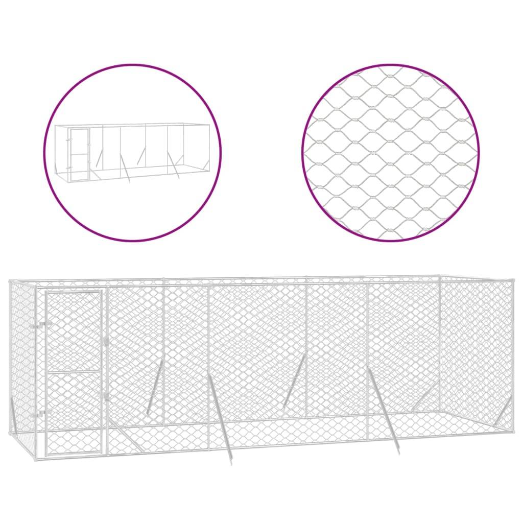 Chenil d'extérieur - Cage d'extérieur pour chiens argenté 6x2x2 m acier galvanisé rj485