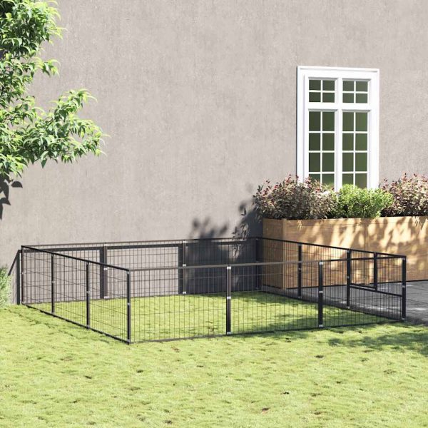 Chenil Noir 9 m² Acier vidaXL 3082127