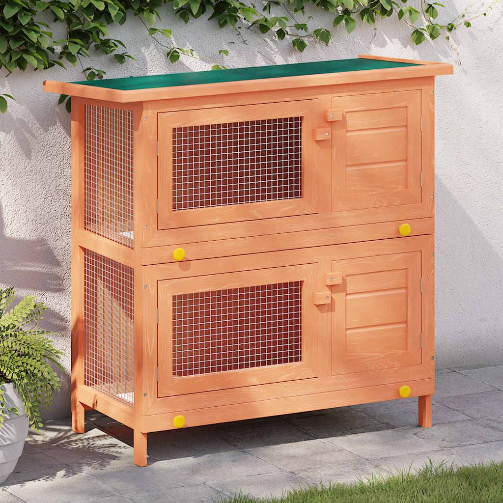 Clapier d'extérieur Enclos pour petits animaux 4 portes Bois vidaXL 170159