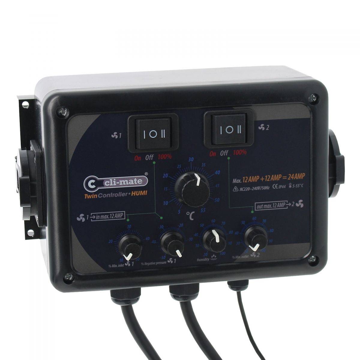 CLI-MATE Twin Controller 12+12 Amp - Humidité/T°/Pression négative