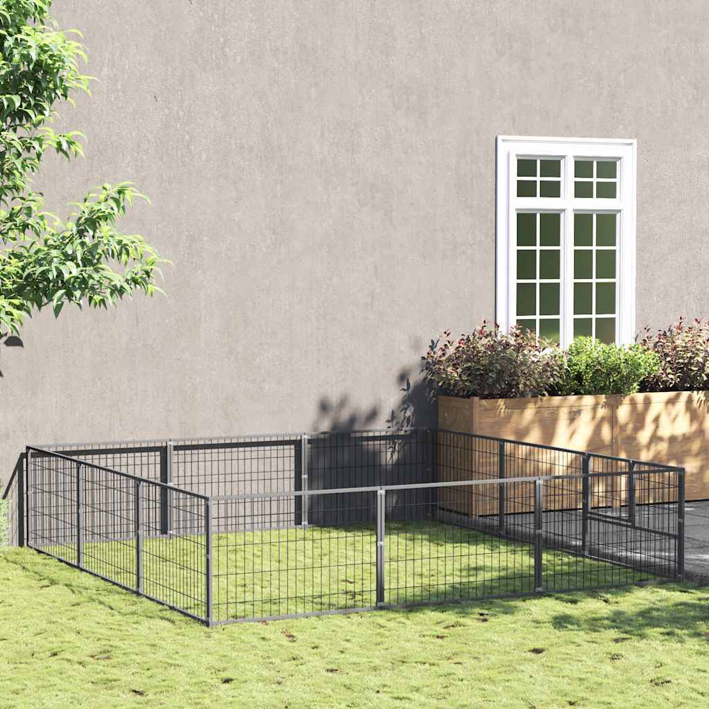 Chenil Argenté 9 m² Acier vidaXL 3082135