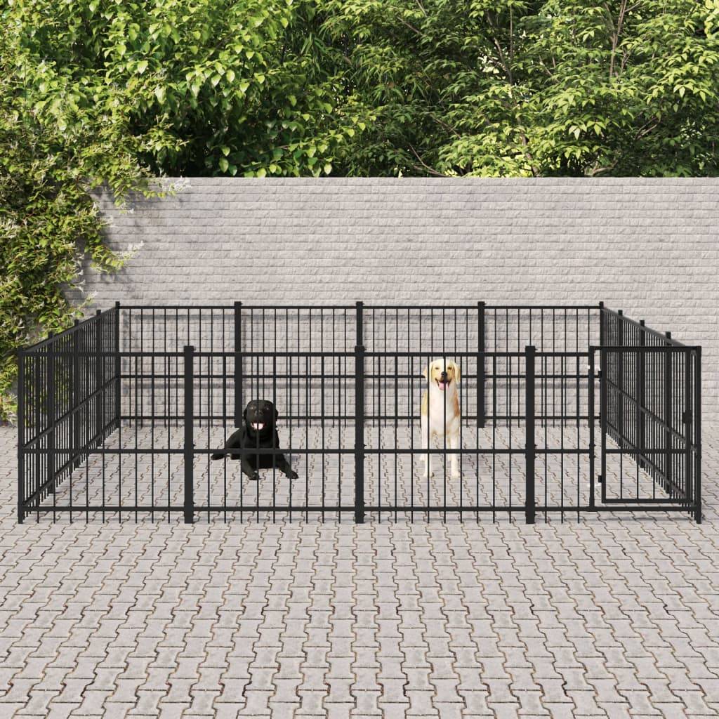 Chenil d'extérieur pour chiens Acier 15,05 m² vidaXL 3124626