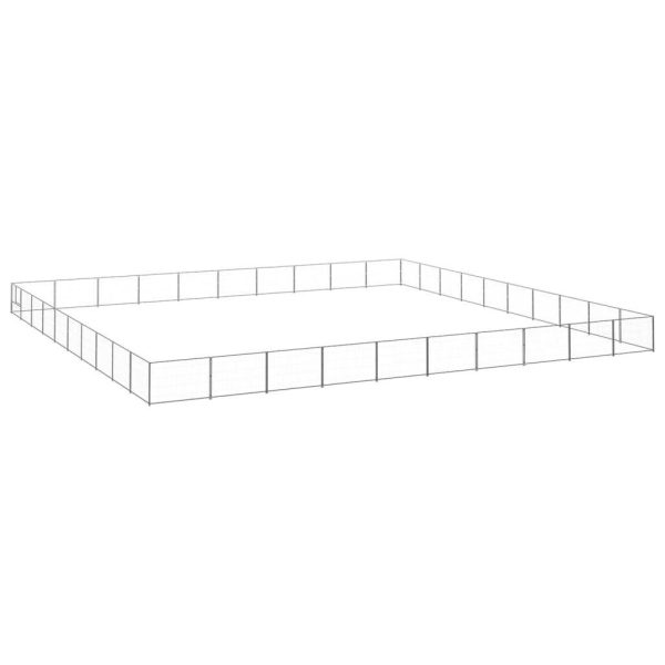 Chenil extérieur cage enclos parc animaux chien argenté 100 m² acier Chenil extérieur cage enclos parc animaux chien argenté 100 m² acier