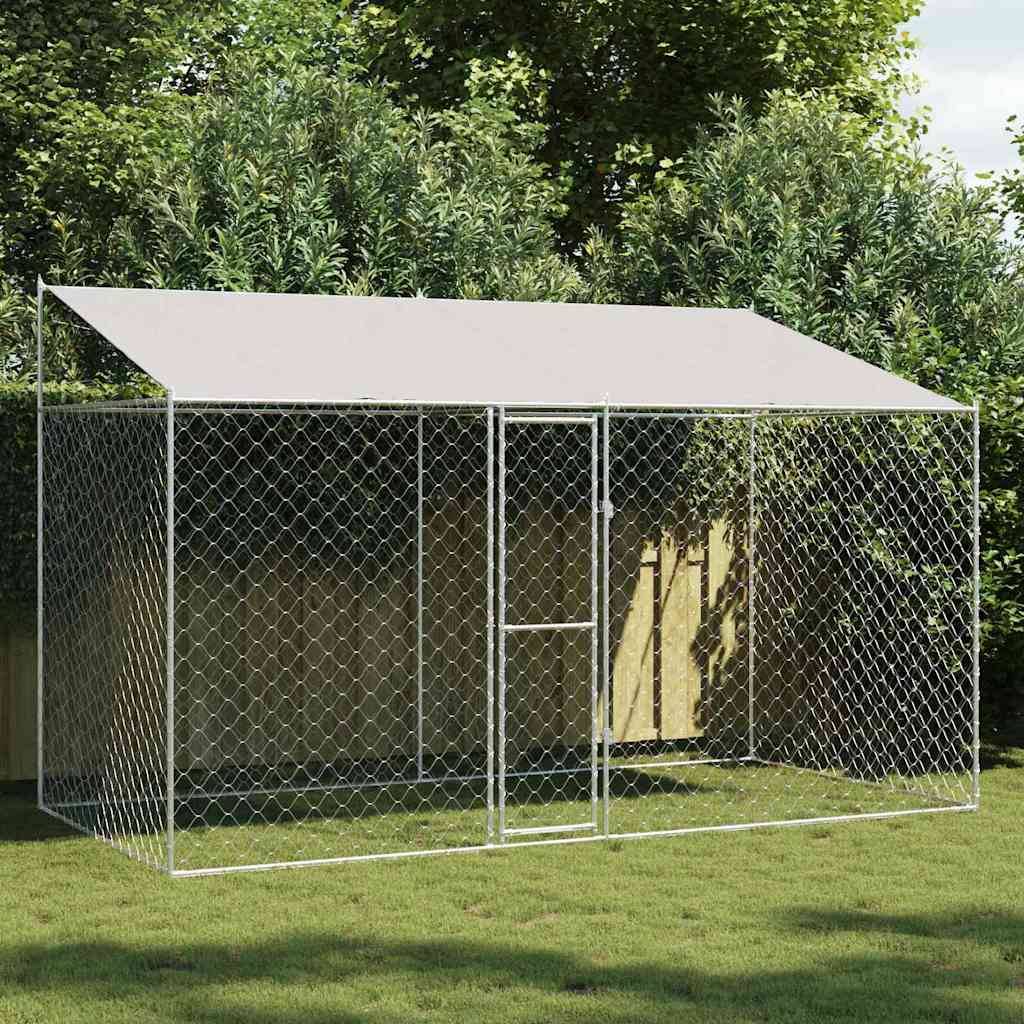 Chenil Extérieur avec Toit Acier Galvanisé pour Grand Chien 400x200cm – ComfortXL Outdoor Living