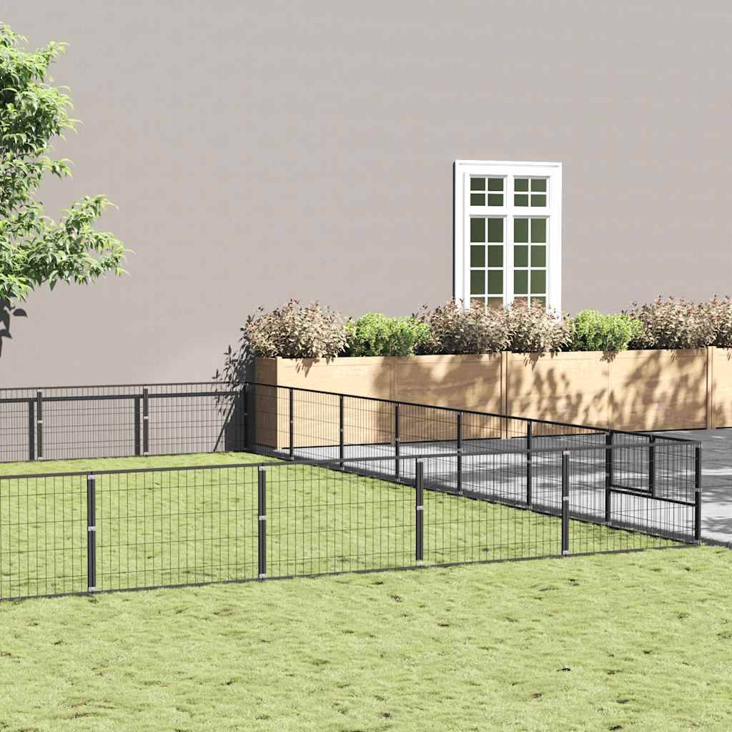 Chenil Noir 49 m² Acier vidaXL 3082179