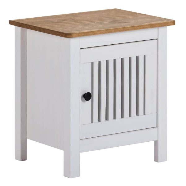 Chevet 1 Porte Bois Ciré et Blanc – MALIA Chevet 1 Porte Bois Ciré et Blanc – MALIA