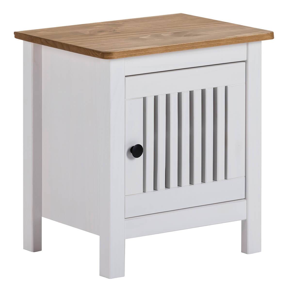 Chevet 1 Porte Bois Ciré et Blanc - MALIA