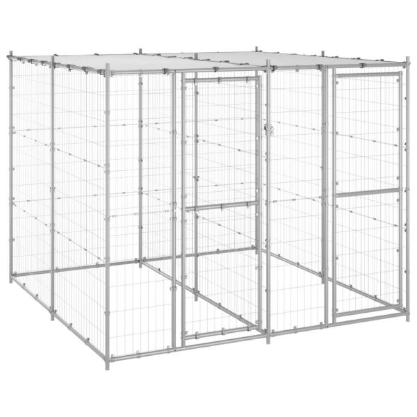 Chenil extérieur cage enclos parc animaux chien extérieur acier galvanisé avec toit 4,84 m²