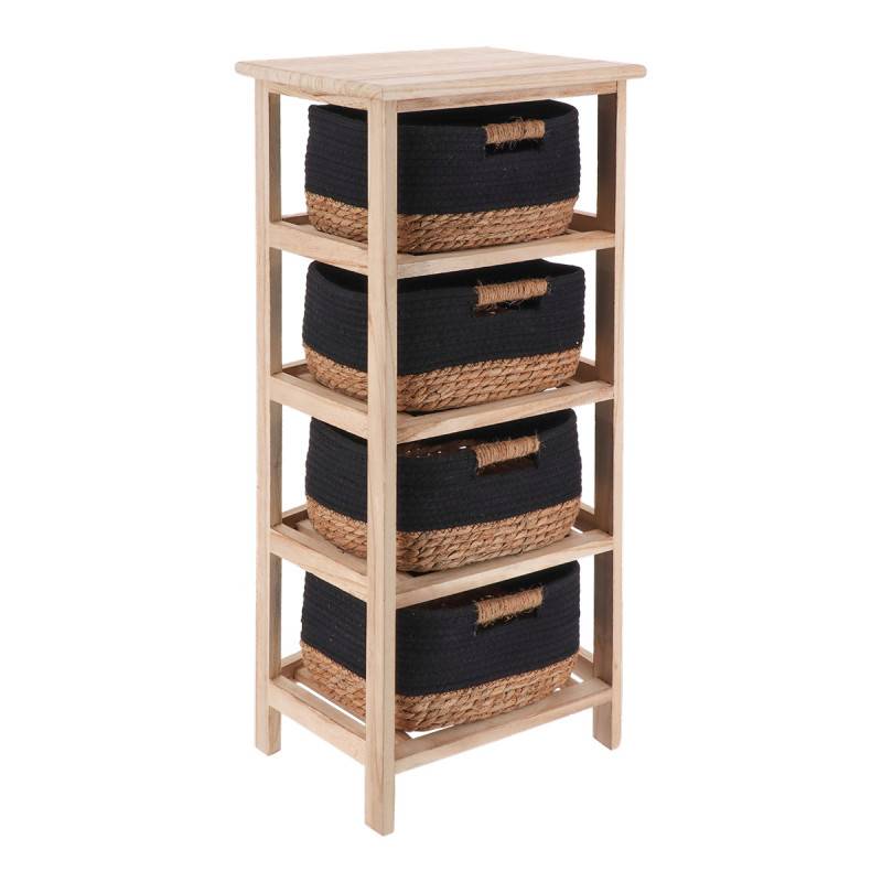 Chiffonnier 4 paniers noir/naturel GM