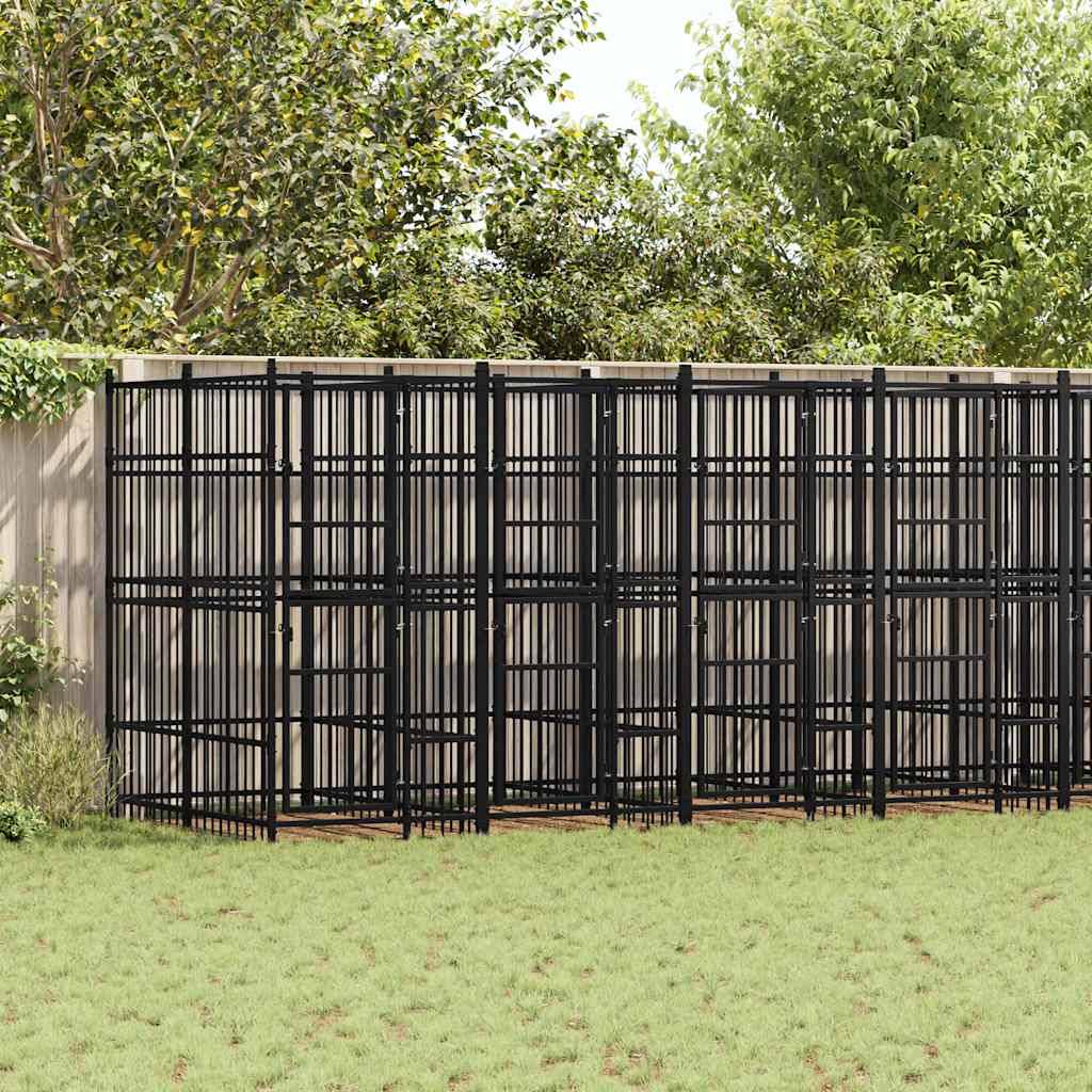 Chenil d'extérieur pour chiens Acier 14,75 m² vidaXL 3097943