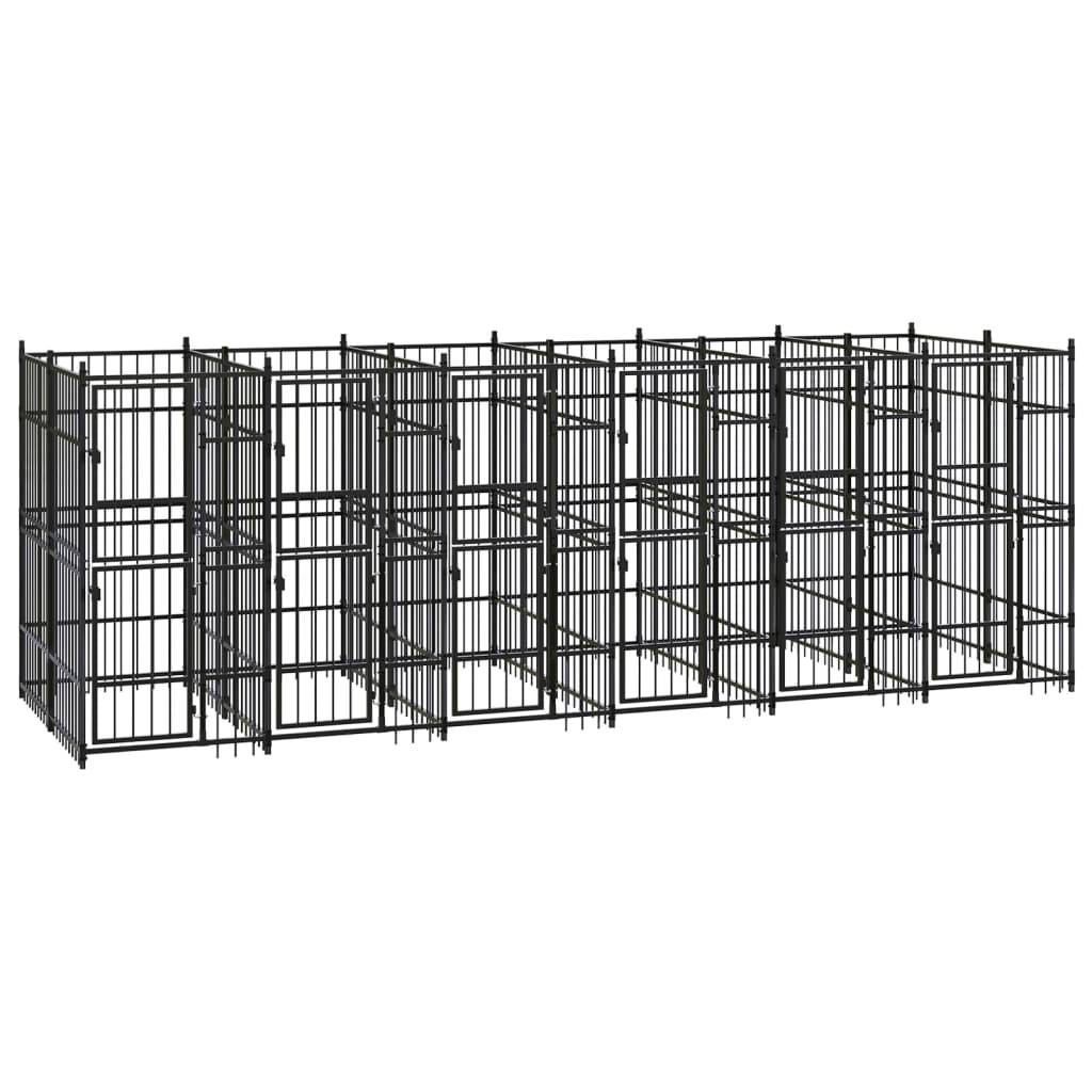 Chenil extérieur pour chien 11,06 m² en acier à barreaux pour jardin Noir – ComfortXL Outdoor Living