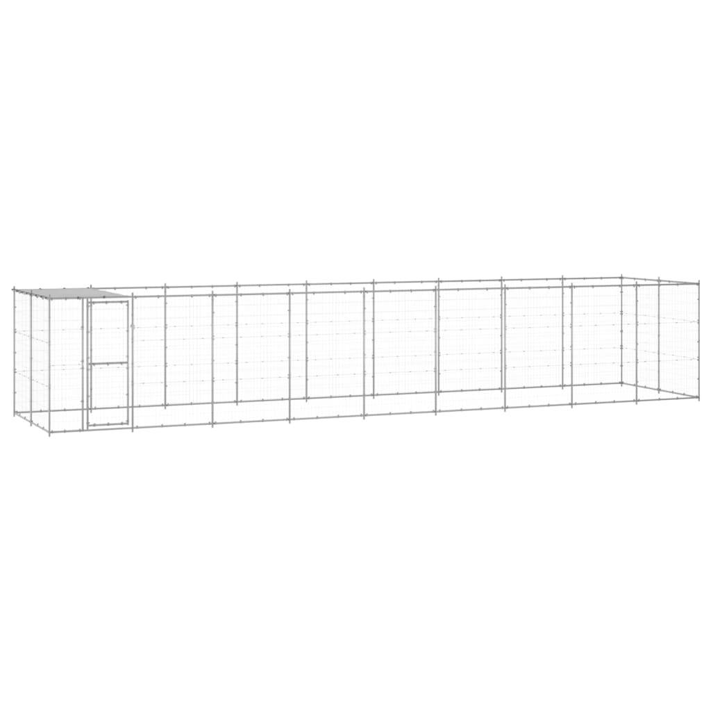 Chenil extérieur Acier galvanisé avec Toit pour Chien 21,78 m² Argenté – ComfortXL Outdoor Living