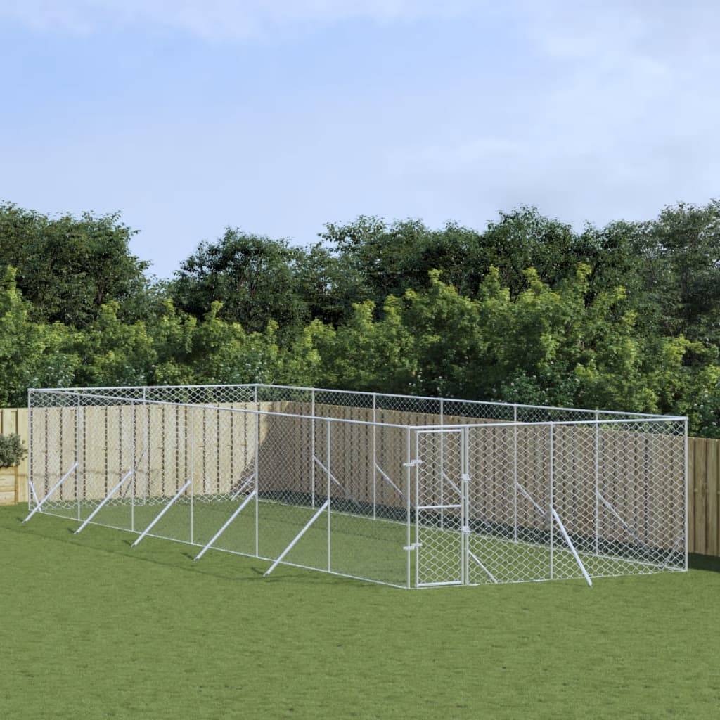 Chenil Extérieur Acier Galvanisé pour Chiens et Animaux Jardin 4x12x2 m – ComfortXL Outdoor Living