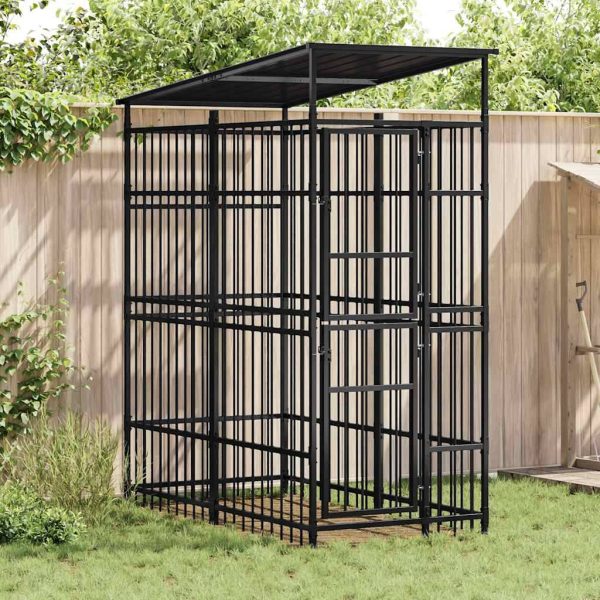 Chenil d’extérieur avec toit pour chiens Acier 1,84 m² vidaXL 3097946