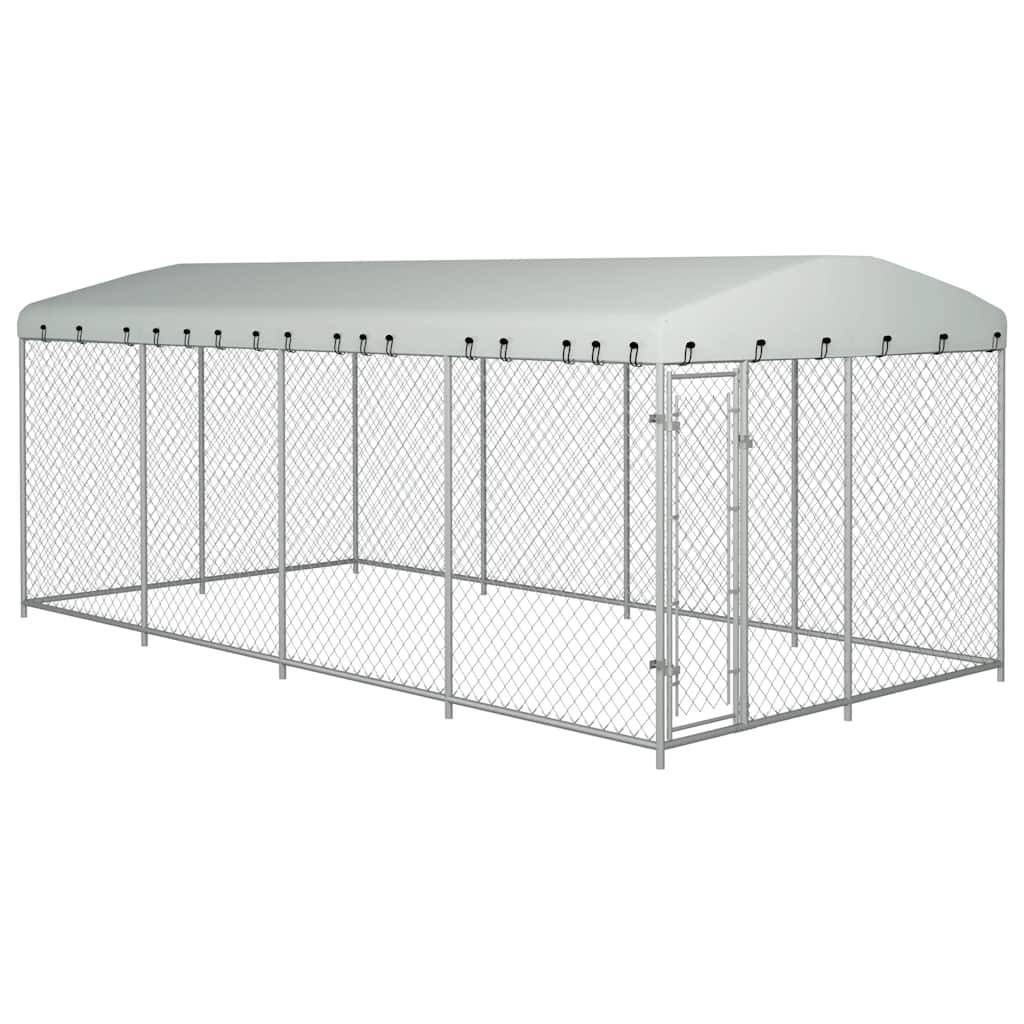 Chenil XXL avec toit pour chien en acier galvanisé 7,6x3,8x2,3 m – ComfortXL Outdoor Living