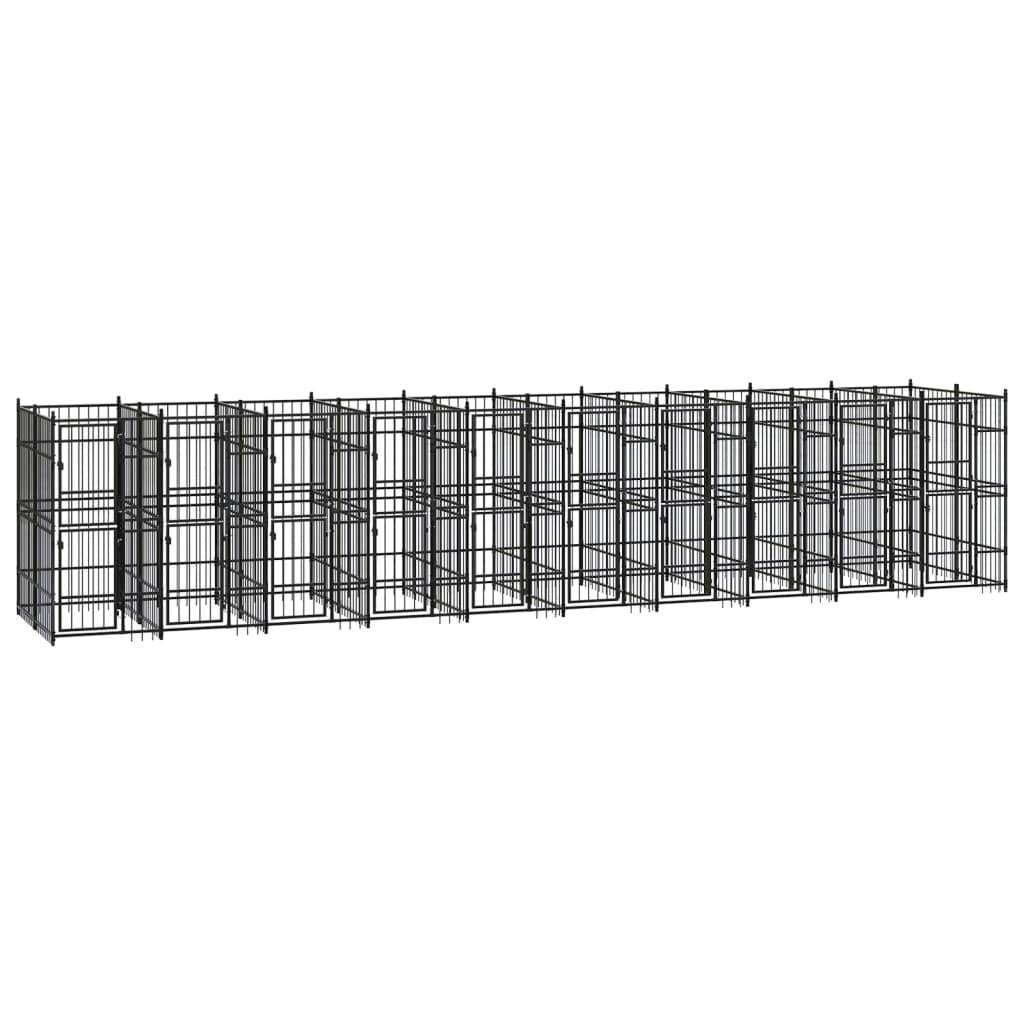 Chenil extérieur pour chien 18,43 m² en acier à barreaux pour jardin Noir – ComfortXL Outdoor Living