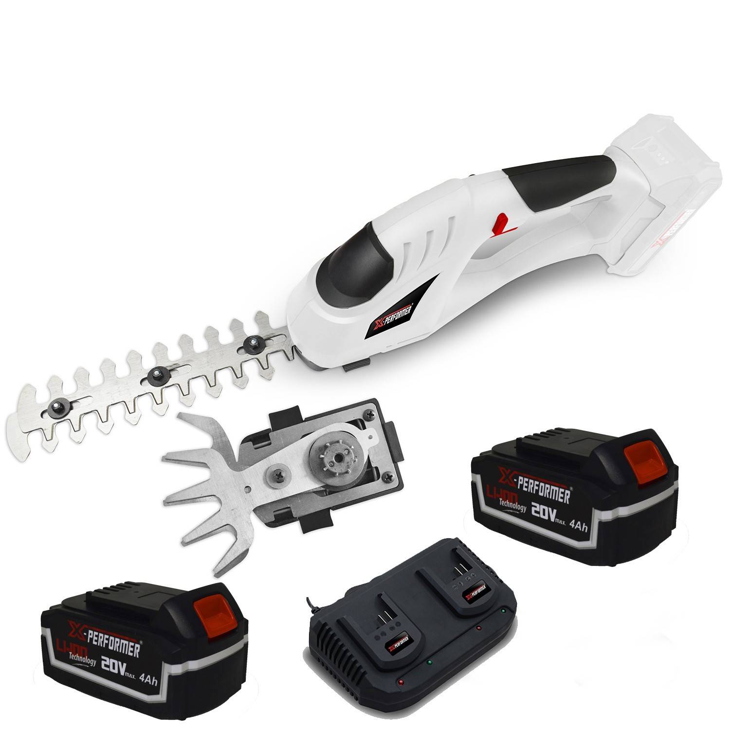 Cisaille de jardin Portative Sculpteur de haies 2 EN 1 20V - Xperformer XPCSTH20LI -2 Batteries 4Ah et DOUBLE chargeur