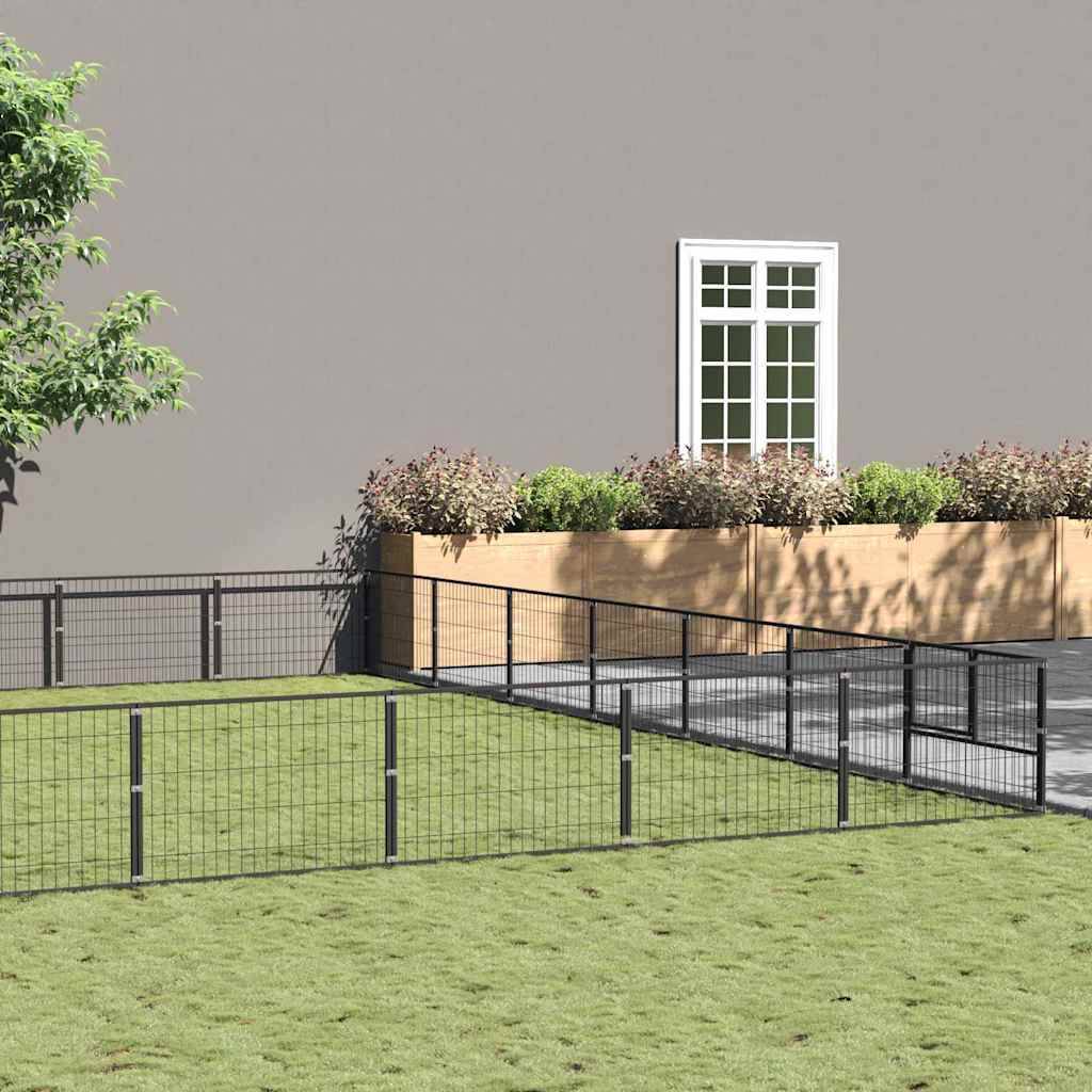Chenil Noir 63 m² Acier vidaXL 3082181